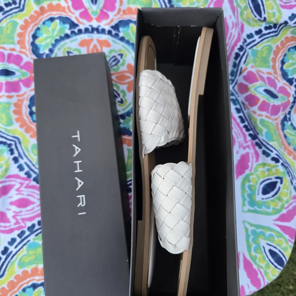 Tahari Cream Braided Slide Sandals for Women - Picture 8 of 8